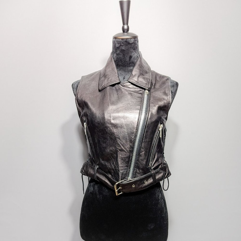 Black leather vest